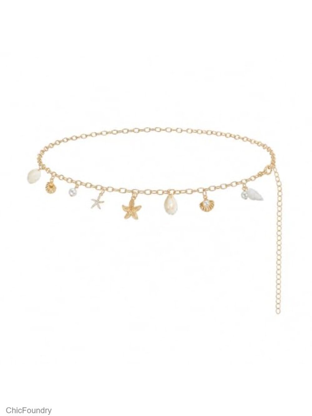 Gold Waist Chain Starfish Seashell Belly Chain for Women - Adjustable Lobster